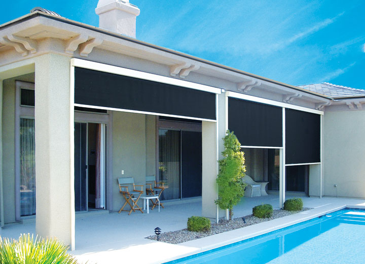 Подпружиненные наружные выдвижные шторы